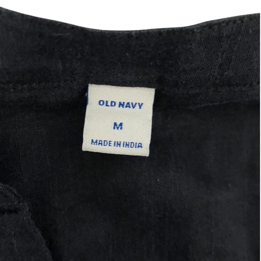 Old‎ Navy Black Ruffle Sleeve Henley Mini Dress Cotton Blend Preppy Boho Medium - Picture 5 of 8